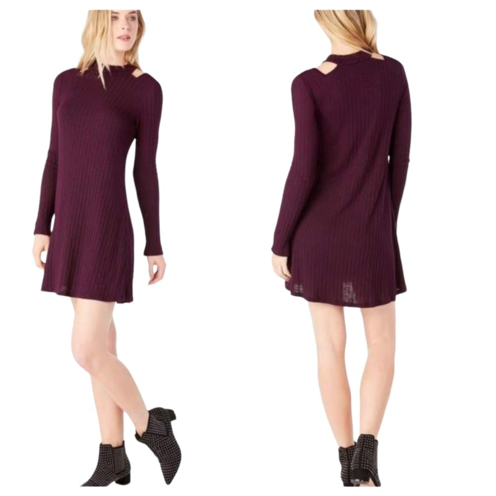 Michael Stars Ribbed Mini Dress Size M Jasper Boy Cut Out Mock Neck Office
